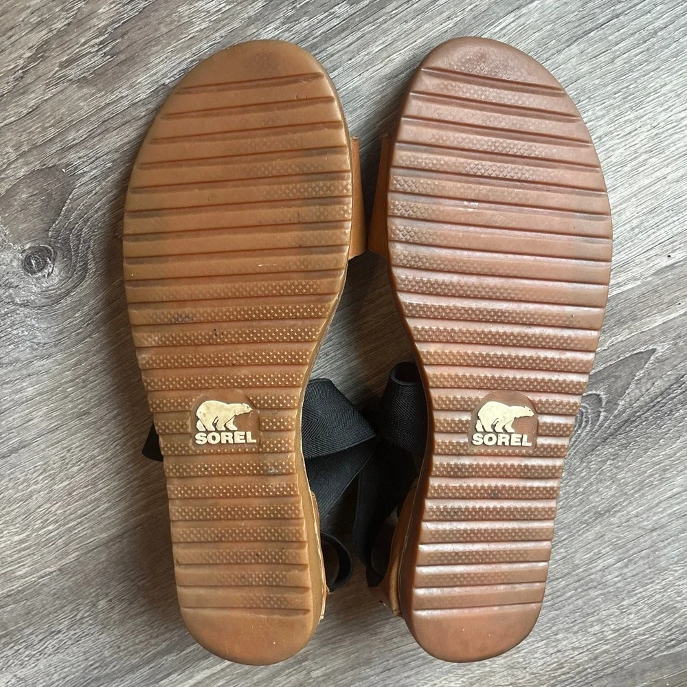 Sorel‎ Ella II Cross Strap Sandals Brown Leather Womens 9 UK 7 EU 40